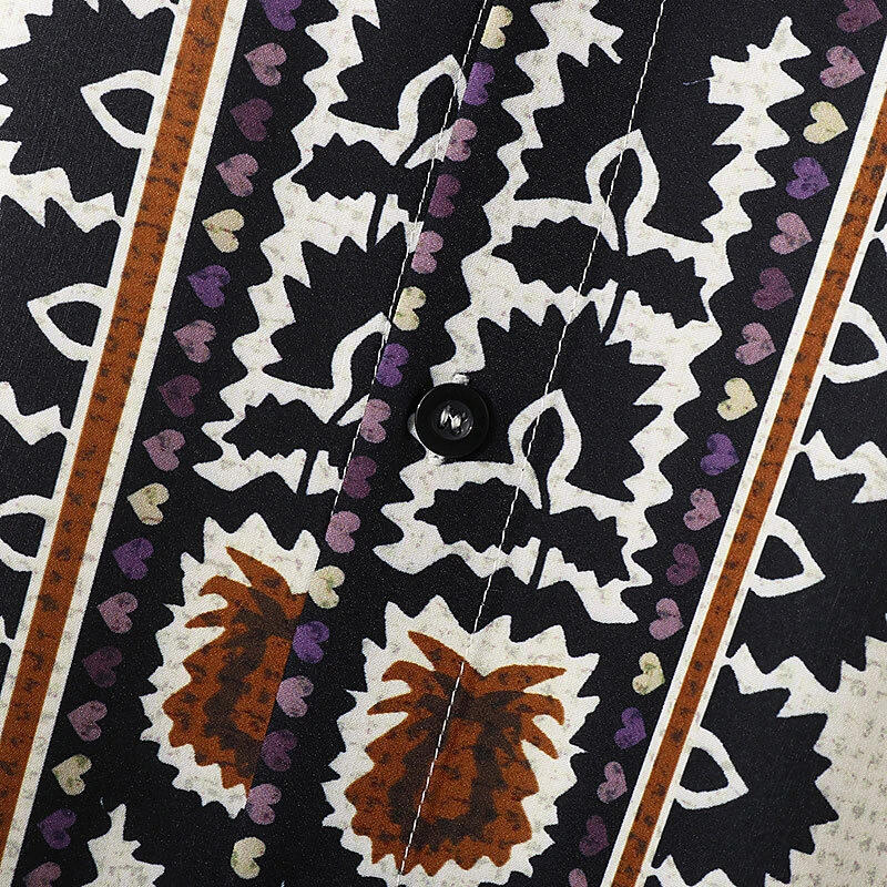 (image for) INCERUN Mens Vintage Floral Print Shirt Ethnic Print Button Up Lapel Short Sleeve Top Fashion Loose Fit for Men S-5XL